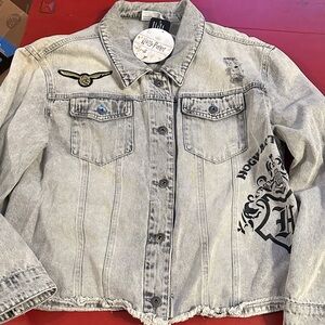 Warner Bros. Gray Harry Potter Denim Jacket xl nwt